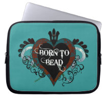 Born to Bead heart (teal and rust) laptop sleeve electronics sleeves