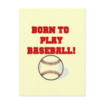 Born to Play Baseball Tshirts and Gifts postcards