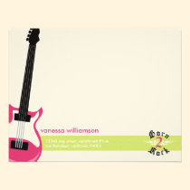 Born to Rock! Custom Flat Note Cards (fuchsia) invitations