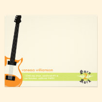 Born to Rock! Custom Flat Note Cards (orange) invitations