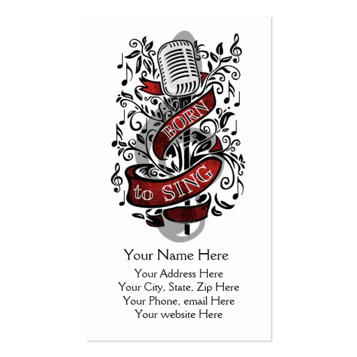 Born To Sing Business Cards (front side)