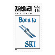 Born to Ski Postage Stamps