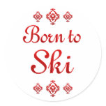 BORN TO SKI ROUND STICKERS