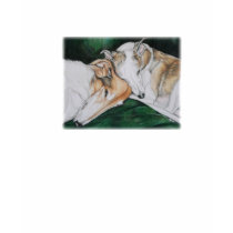Borzoi and Whippet Dog Art Ladies T-shirt