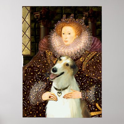 Borzoi (Russian Wolfhound) - Queen Elizabeth I Print by masterpiecedogs