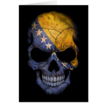 Bosnia and Herzegovina Flag Skull on Black Cards