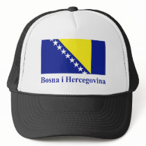 Bosnia and Herzegovina Flag with Name in Bosnian hats