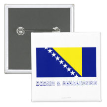 Bosnia and Herzegovina Flag with Name Pin