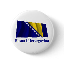Bosnia and Herzegovina Waving Flag Name in Bosnian Buttons