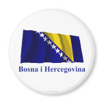 Bosnia and Herzegovina Waving Flag Name in Bosnian magnets