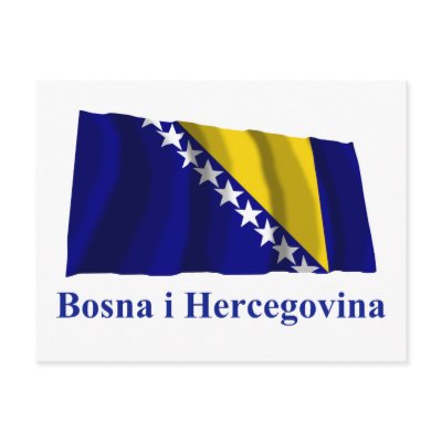 Bosnia and Herzegovina Waving Flag Name in Bosnian Post Card by Vexillophile