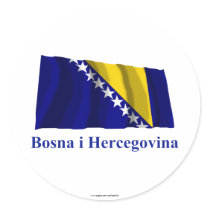 Bosnia and Herzegovina Waving Flag Name in Bosnian Stickers