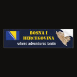 Bosnia Herzegovina Flag Map Text Bumper Sticker