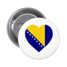 Bosnia & Herzegovina Flag Heart Pinback Button