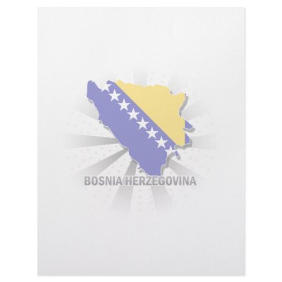 Bosnia Herzegovina Flag Map 2.0 Letterhead Design by representmycountry