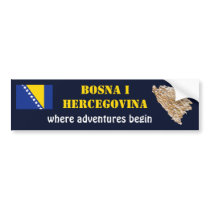 Bosnia-Herzegovina Flag + Map Bumper Sticker