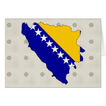 Bosnia Herzegovina Flag Map full size Greeting Cards