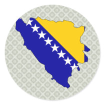 Bosnia Herzegovina Flag Map full size Round Sticker