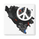 Bosnia Herzegovina Trendy Peace Sign with Bosnian Refrigerator Magnet