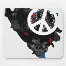 Bosnia Herzegovina Trendy Peace Sign with Bosnian Mousepad