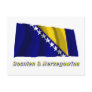 Bosnien & Herzegowina Fliegende Flagge mit Namen Postcards