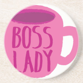 BOSS lady with a pink coffee cup Drink Coaster
