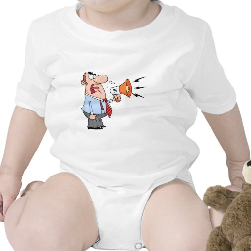 Boss Man Screaming Into Megaphone Baby Bodysuits