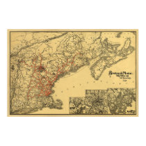 Boston and Maine Railroad Map 1898 posters