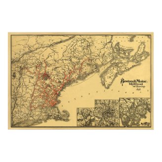 Boston and Maine Railroad Map 1898 Poster