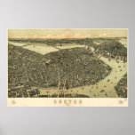 Boston birdseye map  - 1899 (Walker) BigMapBlog Print