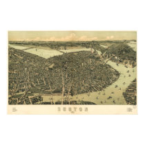 Boston birdseye map  - 1899 (Walker) BigMapBlog posters