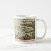 Boston Harbor Birdseye-view map Mugs