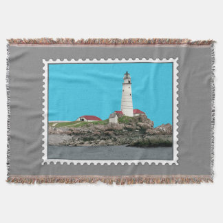 Maine Lighthouse Throw Blanket by ArtLifeCafe