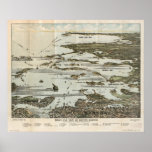 Boston Harbor MA 1920 Antique Panoramic Maps Posters