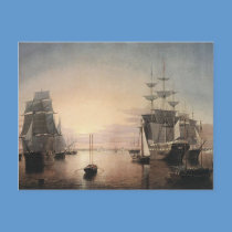 Boston harbor postcard