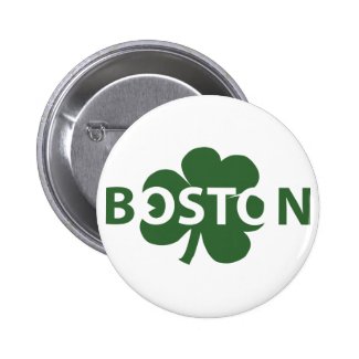 Boston Irish Shamrock Button