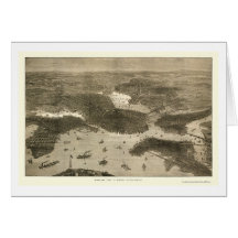 Boston, MA Panoramic Map - 1870s Greeting Card