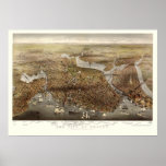 Boston, MA Panoramic Map - 1873 Poster