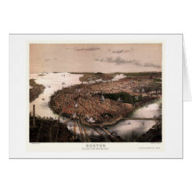 Boston, MA Panoramic Map - 1877 Greeting Card