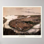 Boston, MA Panoramic Map - 1877 Print