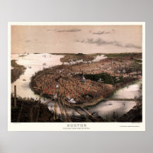 Boston, MA Panoramic Map - 1877 Print