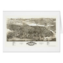 Boston, MA Panoramic Map - 1880 Greeting Cards