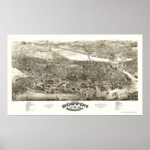 Boston, MA Panoramic Map - 1880 Posters