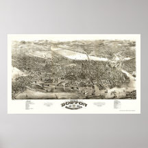 Boston, MA Panoramic Map - 1880 Posters