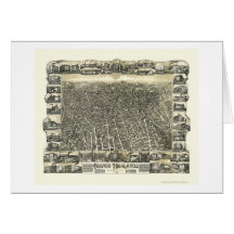 Boston, MA Panoramic Map - 1888 Greeting Card
