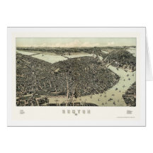 Boston, MA Panoramic Map - 1899 Greeting Card