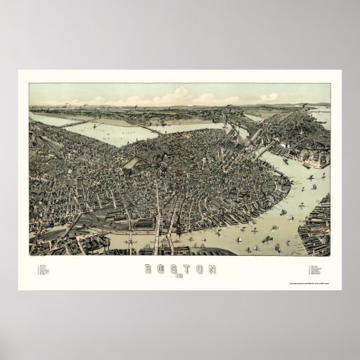 Boston, MA Panoramic Map - 1899 Print
