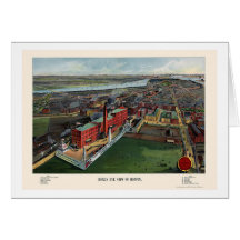 Boston, MA Panoramic Map - 1902 Greeting Card