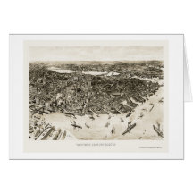 Boston, MA Panoramic Map - 1905 Greeting Card