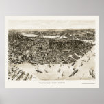 Boston, MA Panoramic Map - 1905 Print
